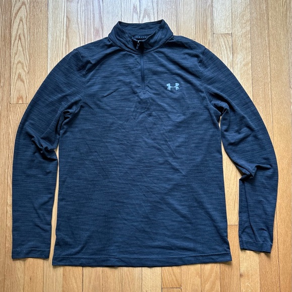 Under Armour Men’s 1/4 Zip Long Sleeve Pullover Fitted Heat Gear Large Black - Picture 1 of 3